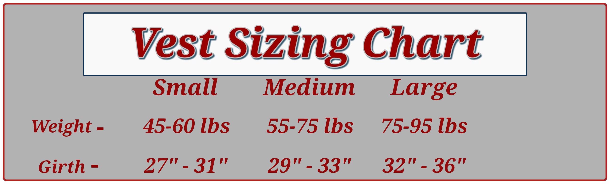Vest sizing